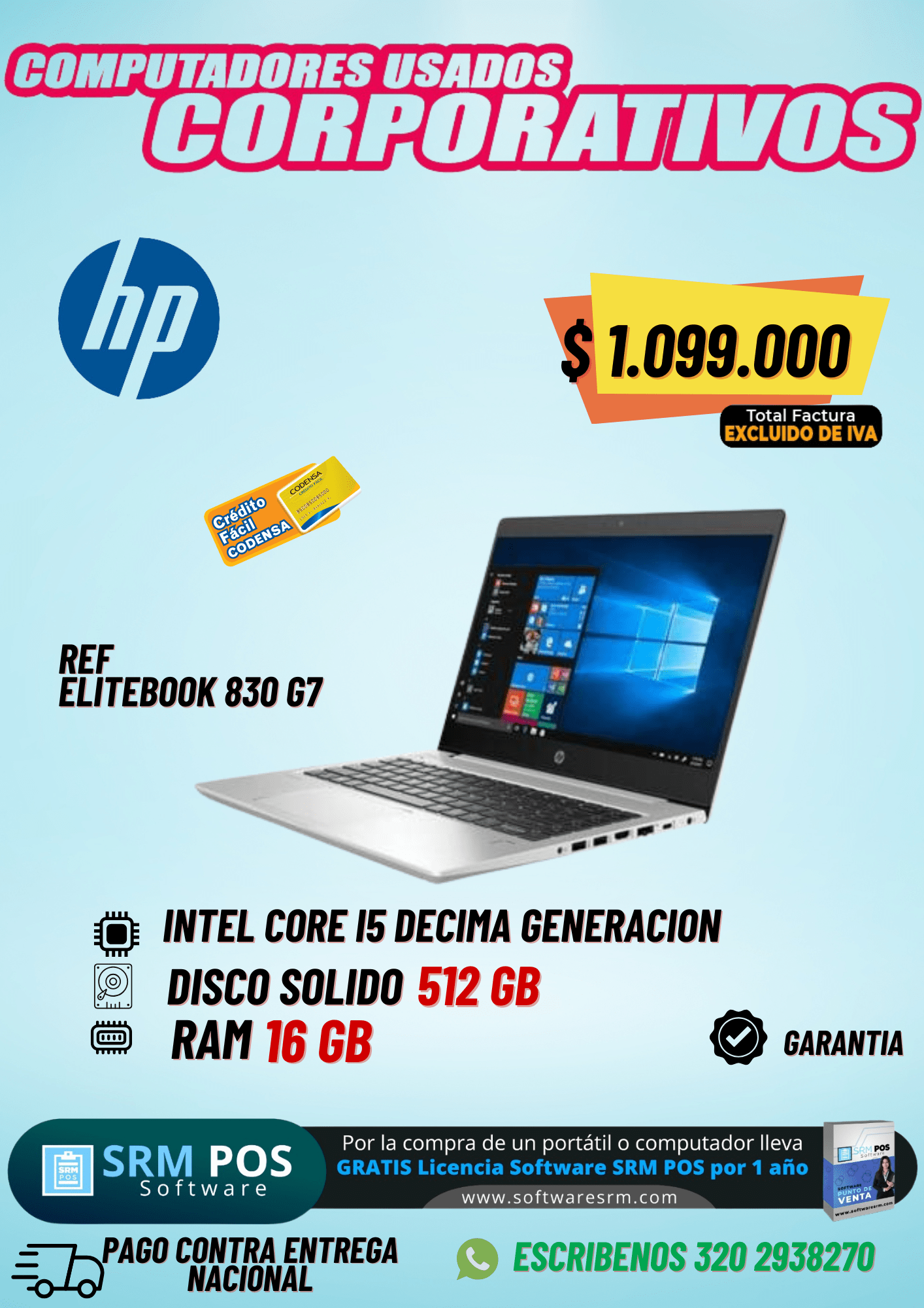 HP EliteBook 830 G7 Usado | i5 10ª Gen, 16GB RAM, SSD 512GB | IVA incluido